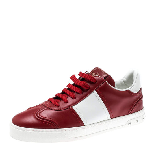 Original Valentino Red/White Leather Fly Crew Low Top Sneakers Size 40.5 (Never Used)