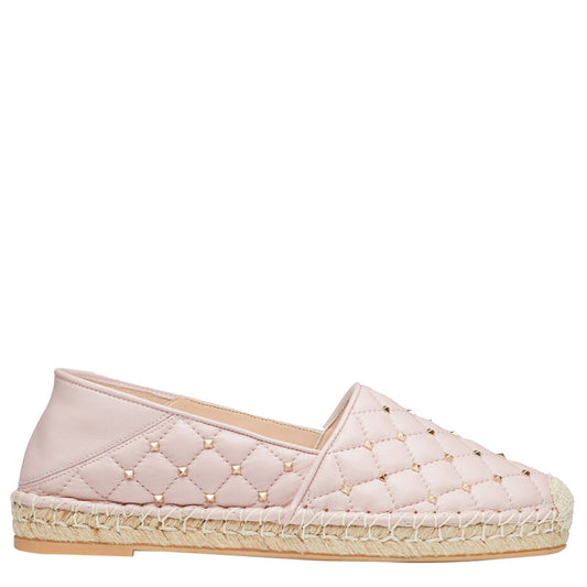 Original Valentino Water Rose Quilted Leather Rockstud Spike Espadrille Flats Size 38 (Never Used)