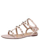 Original Valentino Water Rose Leather Rockstud Ankle Strap Flat Sandals Size 40 (Never Used)