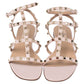 Original Valentino Water Rose Leather Rockstud Ankle Strap Flat Sandals Size 40 (Never Used)