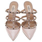 Original Valentino Old Rose Pink Patent Leather Rockstud Pointed Toe Mule Sandals Size EU 40 (Never Used)