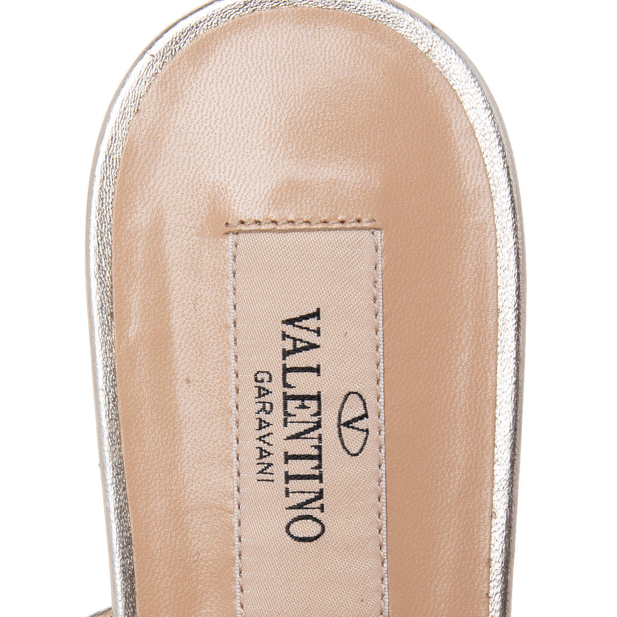 Original Valentino Rose Gold Leather Rockstud Flat Slides Size 36 (Never Used)