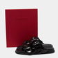 Original Valentino Black Leather Atelier 03 Rose Edition Flat Slides Size 37 (Never Used)