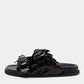 Original Valentino Black Leather Atelier 03 Rose Edition Flat Slides Size 37 (Never Used)