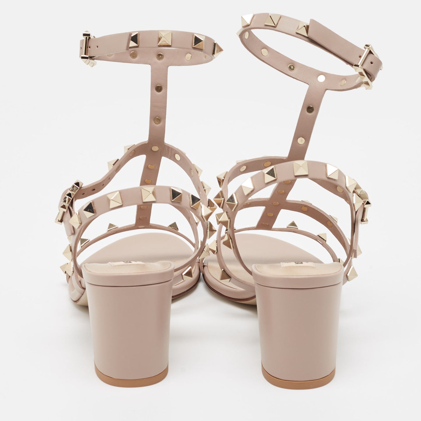 Original Valentino Old Rose Leather Rockstud Ankle Strap Sandals Size 38 (Never Used)