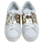 Original Valentino White And Gold Band Leather Open Low Top Sneakers Size 36