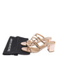 Original Valentino Metallic Rose Gold Rockstud Block Heel Cage Sandals Size 38