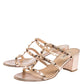 Original Valentino Metallic Rose Gold Rockstud Block Heel Cage Sandals Size 38