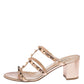 Original Valentino Metallic Rose Gold Rockstud Block Heel Cage Sandals Size 38