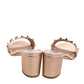 Original Valentino Metallic Rose Gold Leather Rockstud Trim Block Heel Slide Sandals Size 40