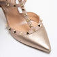 Original Valentino Rose Gold Leather Rockstud Ankle-Strap Pumps Size 37.5