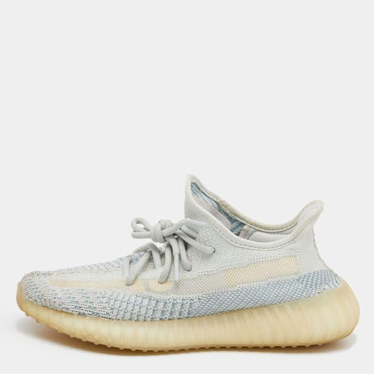 Original Yeezy x Adidas Blue/White Cotton Knit Boost 350 V2 Cloud White Sneakers Size 38