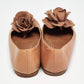 Original Yves Saint Laurent Brown Leather Rose Applique Ballet Flats Size 38.5