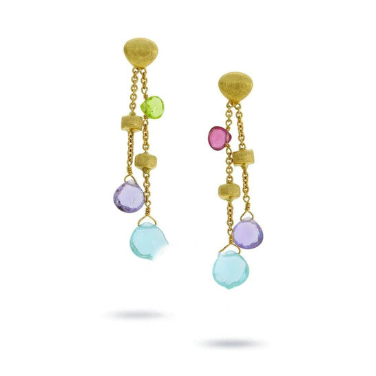 Original Marco Bicego 18k Gold Paradise Mixed Stone Drop Double Drop Earrings OB1553 MIX320 Y 02