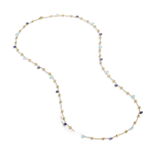 Original Marco Bicego Paradise Collection 18K Yellow Gold Iolite and Blue Topaz Long Necklace CB1199 MIX240 Y 02