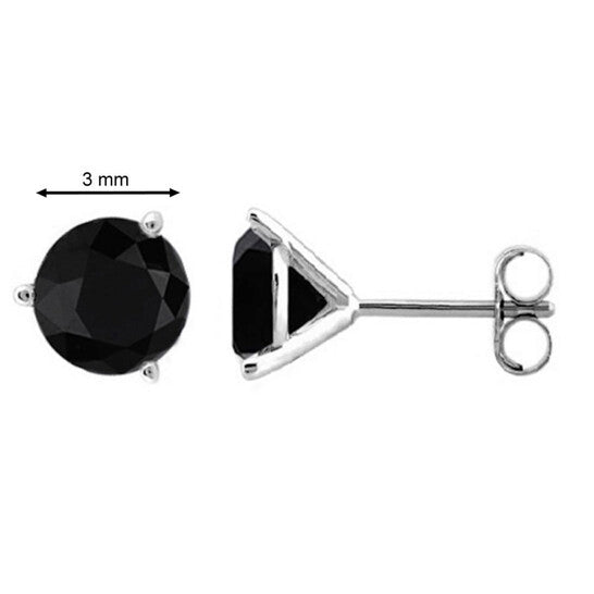 Original Maulijewels 0.20 Carat Natural Black Diamond Stud Earrings for Women made in 14k White Gold (Black, I2-I3)