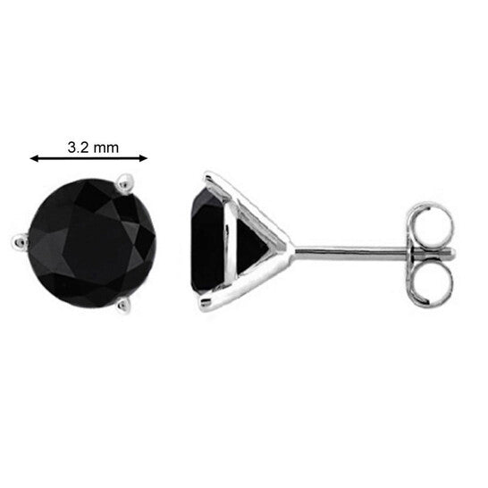 Original Maulijewels 0.25 Carat (Black, I2-I3) Natural Black Diamond Stud Earrings Gift For Women made in 14k White Gold