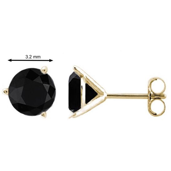 Original Maulijewels 0.25 Carat (Black, I2-I3) Natural Black Diamond Stud Earrings Gift For Women made in 14k Yellow Gold