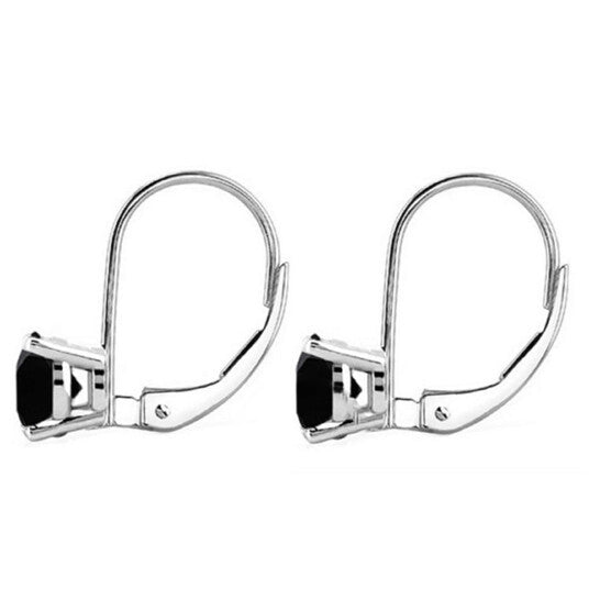 Original Maulijewels 0.60 Carat Natural Black Diamond Lever Back Earrings Dangle Style Available in 14k White Gold (Black, I1-I2)