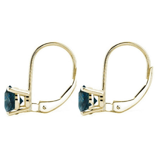 Original Maulijewels 0.60 Carat Natural Blue Diamond Lever Back Earrings Dangle Style Available in 14k Yellow Gold (Blue, I1-I2)