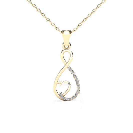 Original Maulijewels 0.05 Carat Natural Diamond Swirl Heart Shape Pendant Necklace For Women In 10K Yellow Gold With 18" Cable Chain