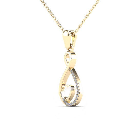 Original Maulijewels 0.05 Carat Natural Diamond Swirl Heart Shape Pendant Necklace For Women In 10K Yellow Gold With 18" Cable Chain