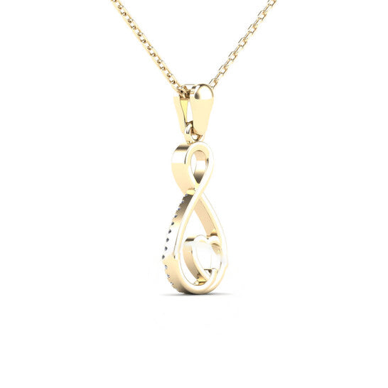 Original Maulijewels 0.05 Carat Natural Diamond Swirl Heart Shape Pendant Necklace For Women In 10K Yellow Gold With 18" Cable Chain