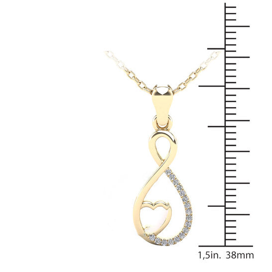 Original Maulijewels 0.05 Carat Natural Diamond Swirl Heart Shape Pendant Necklace For Women In 10K Yellow Gold With 18" Cable Chain