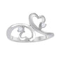 Original Maulijewels 0.10 Carat Diamond Two Stone Heart Shape Engagement Wedding Rings For Women In 10K Solid White Gold