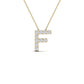 Original Maulijewels 0.10 Carat Natural Diamond Initial " F " Necklace Pendant For Men's/ Women In 14K Solid Yellow Gold With 18" Cable Chain