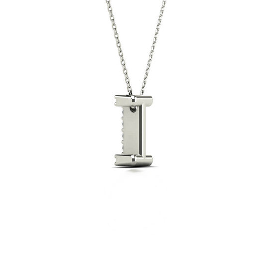 Original Maulijewels 0.10 Carat Natural Diamond Initial " I " Necklace Pendant In Solid 14K White Gold With 18" Gold Cable Chain