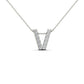 Original Maulijewels 0.10 Carat Natural Diamond Initial " V " Pendant Necklace In 14K White Gold With 18" Cable Chain