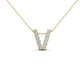 Original Maulijewels 0.10 Carat Natural Diamond Initial " V " Pendant Necklace In 14K Yellow Gold With 18" Cable Chain