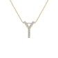 Original Maulijewels 0.10 Carat Natural Diamond Initial " Y " Pendant Necklace In 14K Yellow Gold With 18" Cable Chain