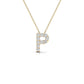 Original Maulijewels 0.10 Carat Natural Round Diamond Initial " P " Pendant Necklace In 14K Yellow Gold With 18" Gold Cable Chain