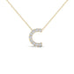 Original Maulijewels 0.10 Carat Natural Round White Diamond Initial " C " Pendant Necklace In 14K Solid Yellow Gold With 18" Cable Chain