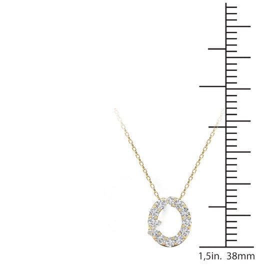 Original Maulijewels 0.12 Carat Natural Diamond Initial " O " Pendant Necklace In 14K Yellow Gold With 18" Gold Cable Chain