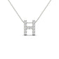 Original Maulijewels 0.12 Carat Prong Set Diamond Initial " H " Necklace Pendant For Women In 14K Solid White Gold With 18" Gold Cable Chain