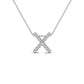 Original Maulijewels 0.13 Carat Natural Diamond Initial " X " Pendant Necklace In 14K White Gold With 18" Cable Chain