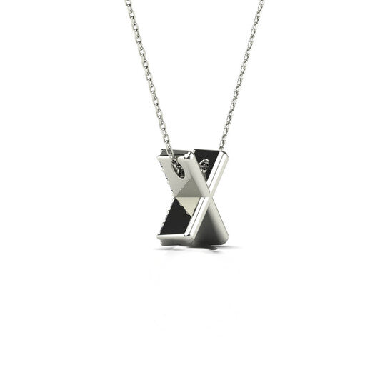 Original Maulijewels 0.13 Carat Natural Diamond Initial " X " Pendant Necklace In 14K White Gold With 18" Cable Chain