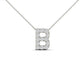 Original Maulijewels 0.13 Carat Natural White Diamond Initital " B " Pendant Necklace In 14K Solid White Gold With 18" Cable Chain