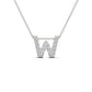 Original Maulijewels 0.15 Carat Natural Diamond Initial " W " Pendant Necklace In 14K White Gold With 18" Cable Chain