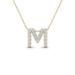 Original Maulijewels 0.17 Carat Natural Diamond Initial " M " Dangle Pendant Necklace In 14K Yellow Gold With 18" Cable Chain