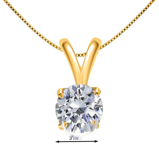 Original Maulijewels 0.20 Carat Natural Round White Diamond Solitaire Pendant In 14K White Gold With 18" 14K White Gold Plated Sterling Silver Box Chain