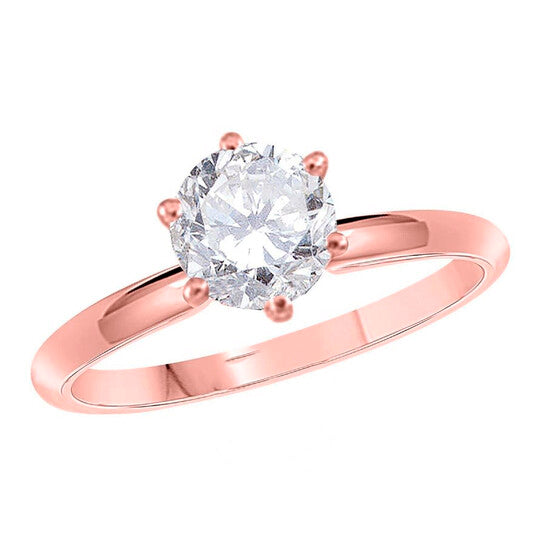 Original Maulijewels 0.25 Carat Round Diamond Solitaire Engagement Ring For Women 14K Solid Rose Gold