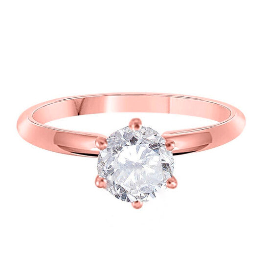 Original Maulijewels 0.25 Carat Round Diamond Solitaire Engagement Ring For Women 14K Solid Rose Gold