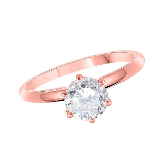 Original Maulijewels 0.25 Carat Round Diamond Solitaire Engagement Ring For Women 14K Solid Rose Gold