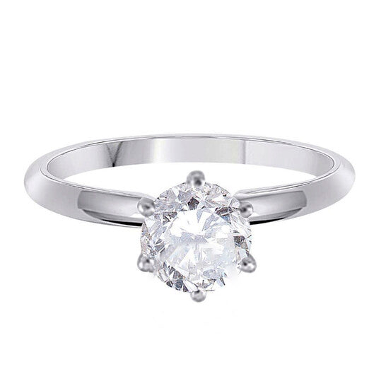 Original Maulijewels 0.25 Carat Round Diamond Solitaire Engagement Ring For Women 14K Solid White Gold