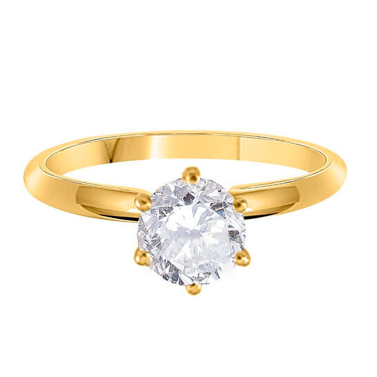 Original Maulijewels 0.25 Carat Round Diamond Solitaire Engagement Ring For Women 14K Solid Yellow Gold