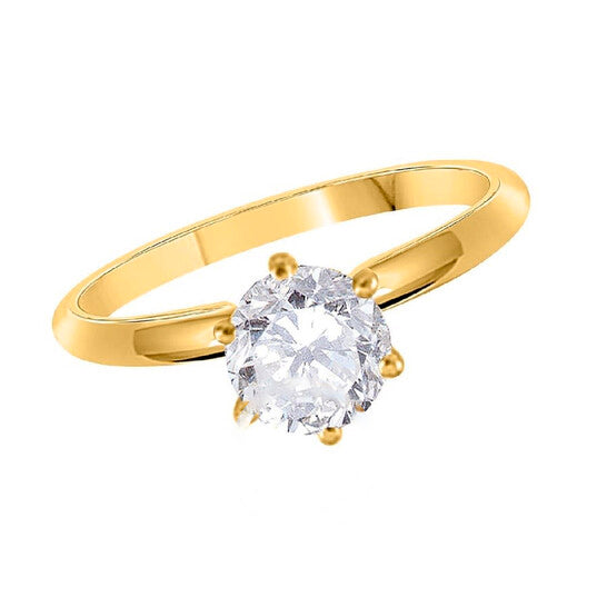 Original Maulijewels 0.25 Carat Round Diamond Solitaire Engagement Ring For Women 14K Solid Yellow Gold